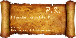 Plander Kristóf névjegykártya